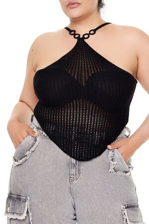 BLACK Plus Size O-Ring Sweater-Knit Cami, image 1