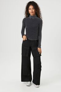 BLACK Waffle Knit Turtleneck Top, image 4
