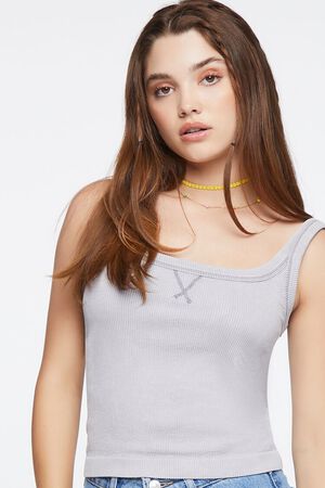 SILVER Seamless V-Notch Tank Top, image 1