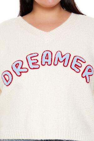 CREAM/MULTI Plus Size Dreamer Fuzzy Knit Sweater, image 3