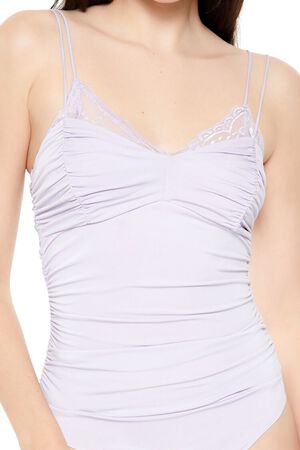 WISTERIA Lace-Trim Ruched Bodysuit, image 3