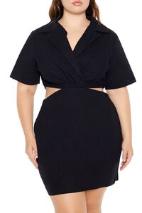 BLACK Plus Size Surplice Cutout Mini Dress, image 4