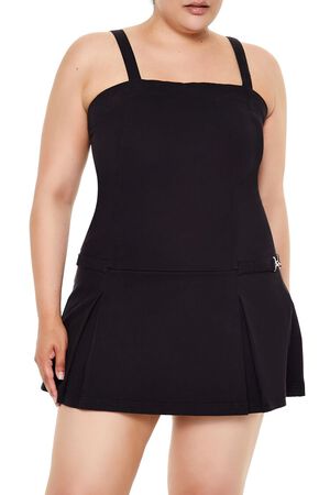 DARK GREEN Plus Size Pleated Mini Dress, image 2