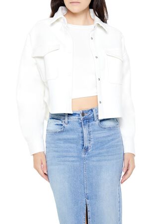 WHITE Boxy Cropped Shacket, image 1
