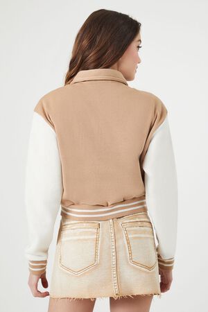 KHAKI/MULTI Varsity Letterman Bomber Jacket, image 3