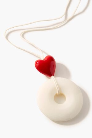 WHITE/RED Frasier Sterling Heart & Round Pendant Necklace, image 3