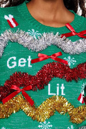 GREEN/MULTI Get Lit Christmas Sweater, image 3