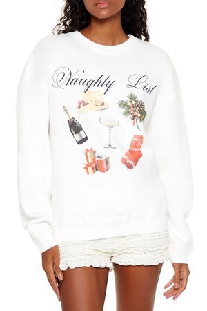 WHITE/MINT Naughty List Graphic Pullover, image 1