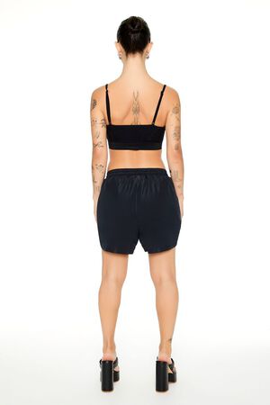 BLACK Ruched Toggle Drawstring Shorts, image 3