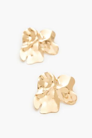 GOLD Hammered Abstract Drop Earrings, image 2
