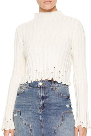 MERLOT Distressed Mock Neck Sweater, image 3
