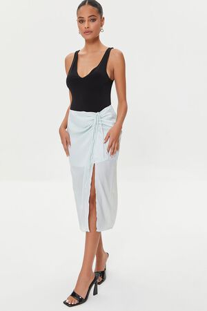 MINT Satin Ruched Drawstring Skirt, image 1