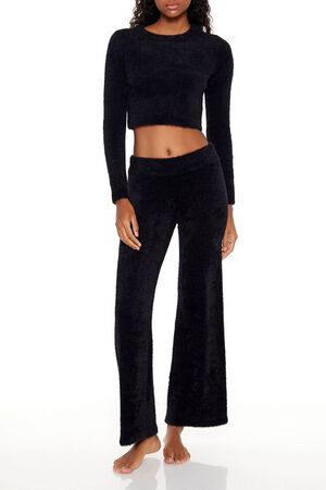 PURPLE Fuzzy Knit Cropped Sweater, image 2