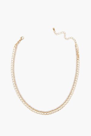 GOLD Layered Rhinestone Necklace, image 1