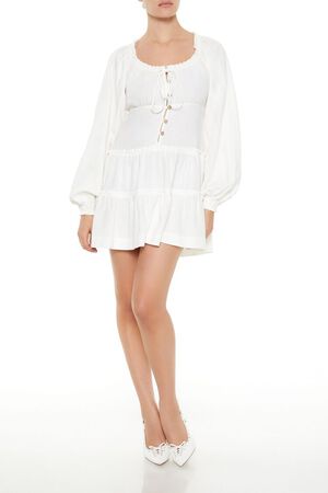VANILLA Peasant-Sleeve Mini Dress, image 1