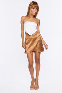 BROWN/MULTI Abstract Print Tulip-Hem Mini Skirt, image 5
