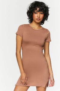 TAUPE Short-Sleeve Cutout Mini Dress, image 1