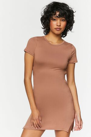 TAUPE Short-Sleeve Cutout Mini Dress, image 1