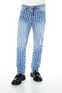 MEDIUM DENIM Frayed Slim-Fit Mid-Rise Jeans, image 2