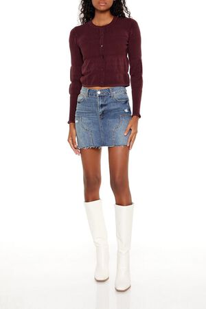 MERLOT Mixed Knit Cardigan Sweater, image 2