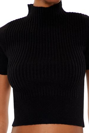 CREAM Sweater-Knit Mock Neck Crop Top, image 3