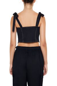 BLACK Cropped Cutout Bow Bustier Top, image 5