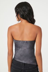 GREY Faux Leather Asymmetrical Tube Top, image 3