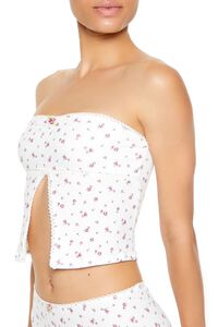 WHITE/MULTI Seamless Floral Tube Top, image 3