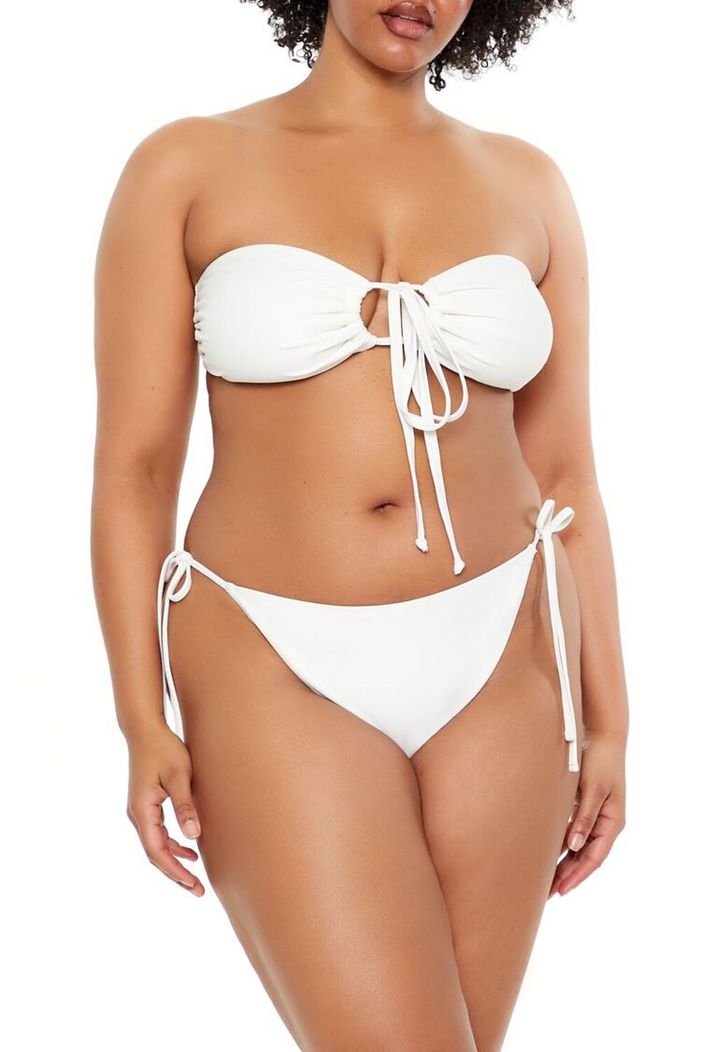 WHITE Plus Size Convertible Bandeau Bikini Top, image 1