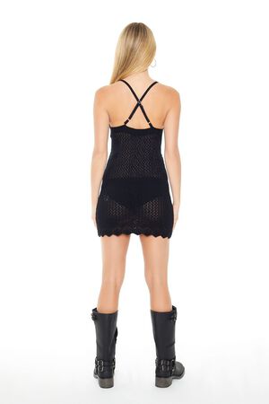 BLACK Crisscross Mini Sweater Dress, image 3