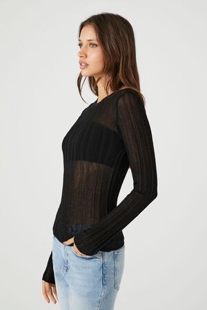 GREY Fitted Ribbed Knit Sweater, image 2
