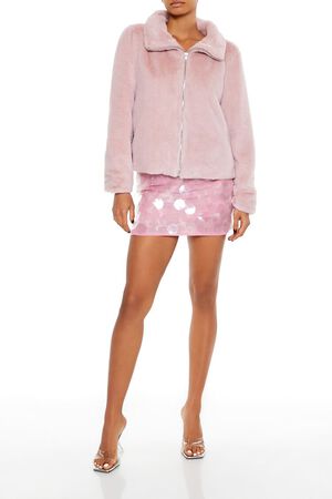 MAUVE Faux Fur Zip-Up Coat, image 2