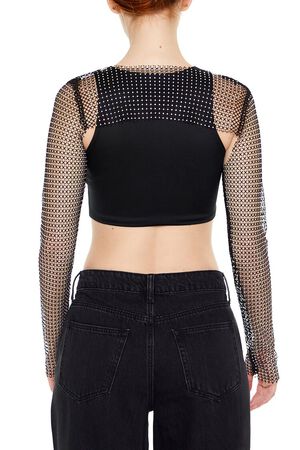 BLACK Rhinestone Fishnet Shrug, image 3