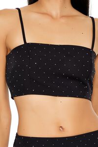 BLACK Rhinestone Cropped Cami & Mini Skirt Set, image 5