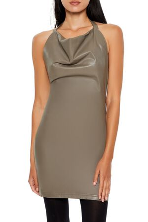 ASH BROWN Faux Leather Halter Mini Dress, image 2