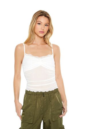 LIME Mesh Lace-Trim Bow Cami, image 1