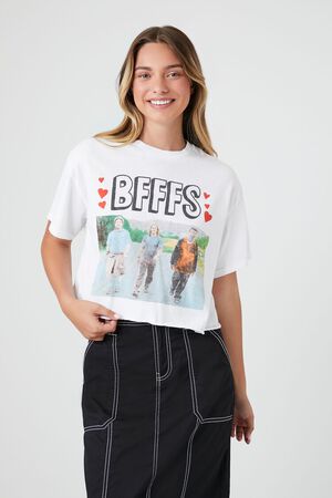 WHITE/MULTI Cropped BFFFS Graphic Tee, image 1