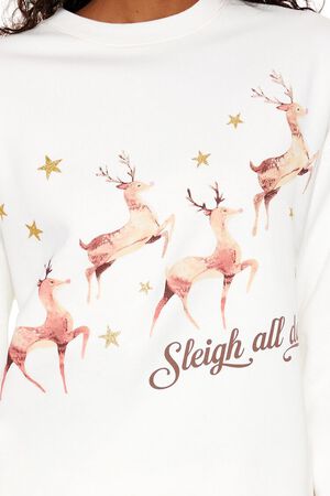 EGRET/MULTI Sleigh All Day Reindeer Pullover, image 3