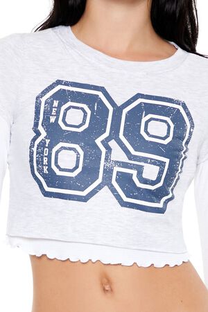 WHITE/GREY New York 89 Cropped Combo Tee, image 3