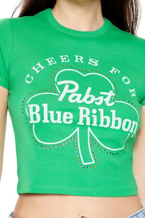 GREEN/MULTI Pabst Blue Ribbon Baby Tee, image 3