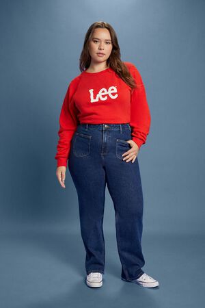 FIERY RED/WHITE Plus Size Fleece Lee Graphic Pullover, image 2