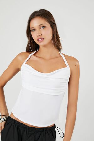 WHITE Cowl Halter Top, image 1