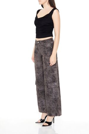 BROWN/MULTI Rhinestone Mid-Rise Cargo Pants, image 3