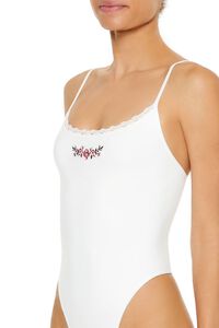 WHITE Seamless Rose Lingerie Bodysuit, image 4