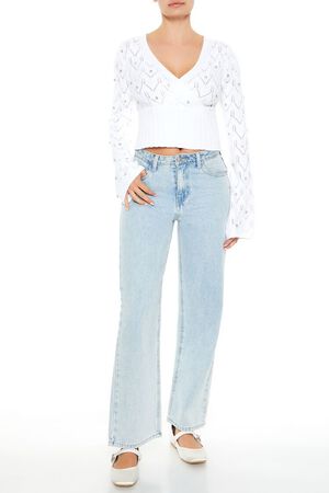 WHITE Rhinestone Cropped Sweater, image 2