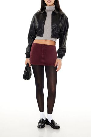 OLIVINE  Velvet Mini Skirt, image 1