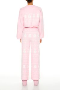 PINK/WHITE Fair Isle Wide-Leg Pajama Pants, image 4