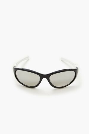 BLACK/SILVER Oval Frame Sunglasses, image 1