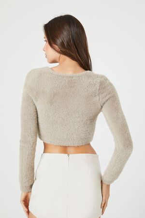 GOAT Fuzzy Cropped Cardigan Sweater, image 3