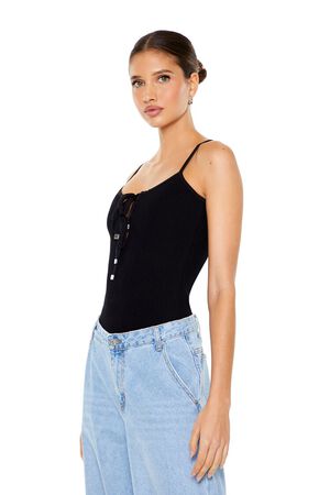 BLACK Sweater-Knit Cami Bodysuit, image 2